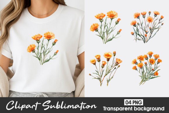 Download Orange Wildflower Watercolor Clipart PNG - Orange Collection