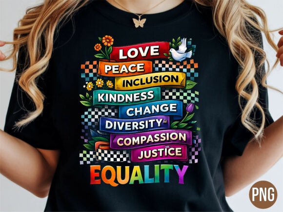 Download Love Peace Kindness Equality PNG T-shirt - Equality Collection