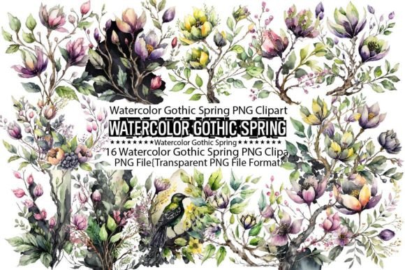 Download Watercolor Gothic Spring Sublimation - Premium Bundle