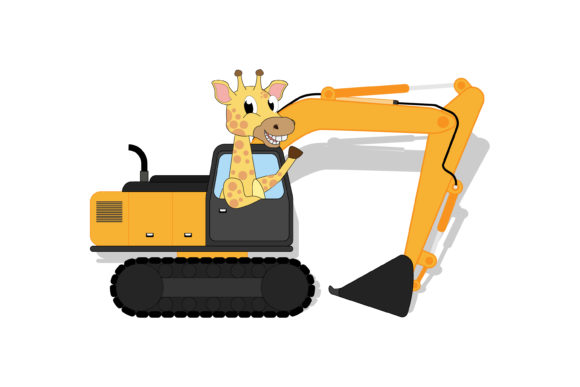 Download Cute Giraffe Cartoon Ride Excavator - Cute giraffe Collection
