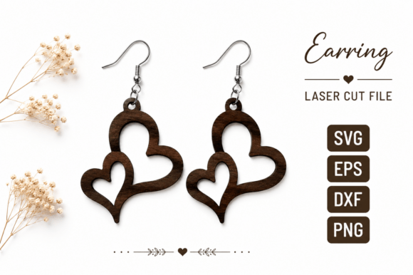 Download Wooden Heart Earring SVG,Laser Cut Files - Premium Resources