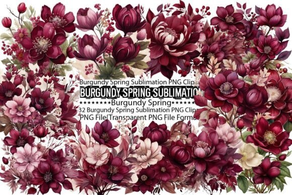 Download Burgundy Spring Sublimation Bundle - Premium Resources